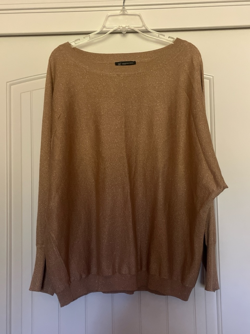 INC International Concepts Metallic Tan Boatneck Sweater